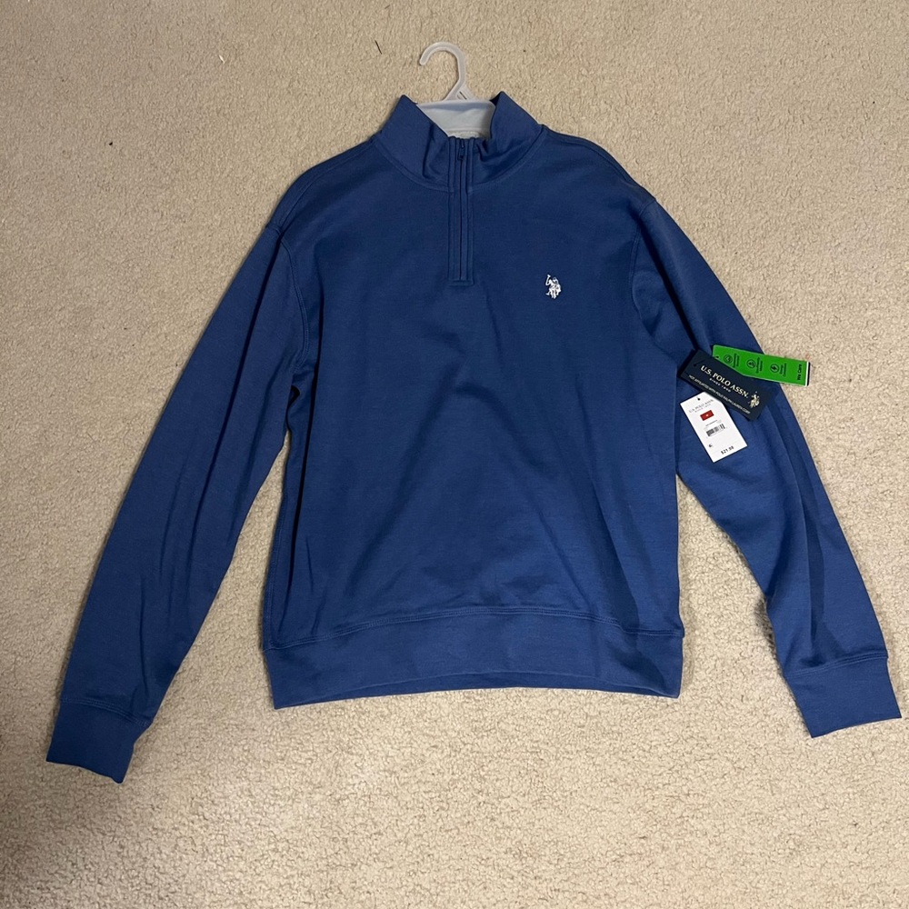 U.S. Polo Assn. Blue Zip Up Sweater with Ribbed Cuffs
